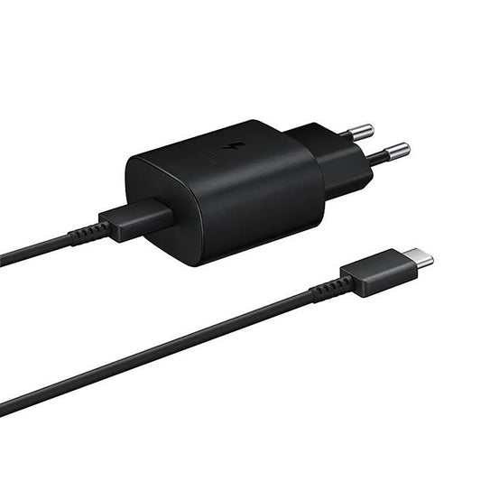 Samsung 25W EP-TA800EBE USB-C Wall Charger with Samsung EP-DA705BBE USB-C / USB-C Cable Replacement Pack - Black_0