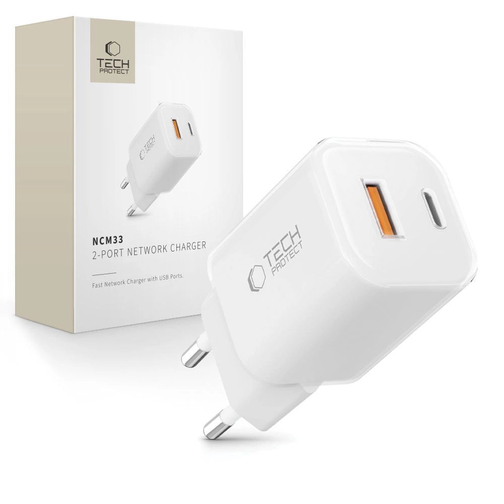 Tech-Protect NCM33W 2-port PD33W/QC3.0 wall charger - white_0