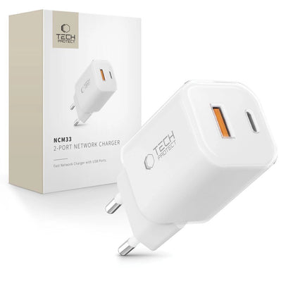 Tech-Protect NCM33W 2-port PD33W/QC3.0 wall charger - white_0