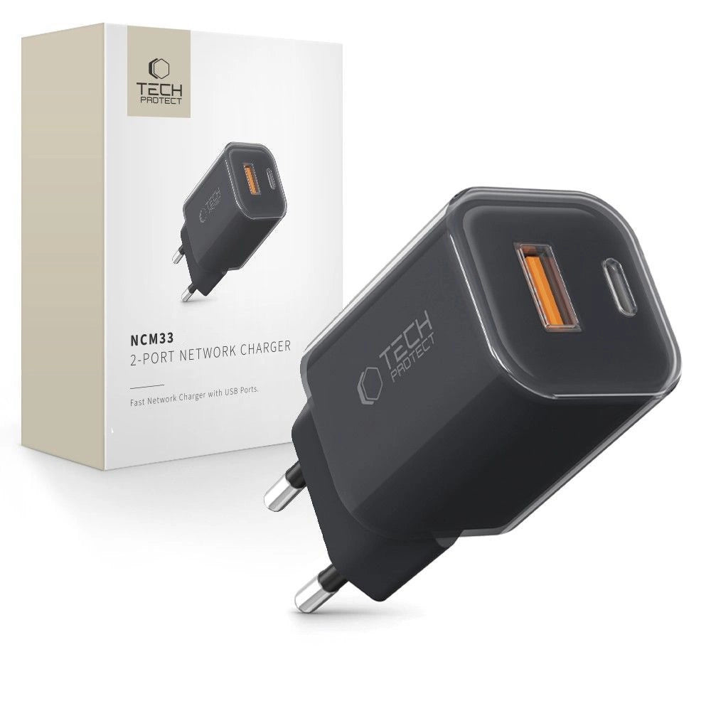 Tech-Protect NCM33W 2-port PD33W/QC3.0 wall charger - black_0