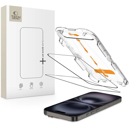 Tech-Protect Quick Set+ Tempered Glass 2-pack for iPhone 15 / 16_0