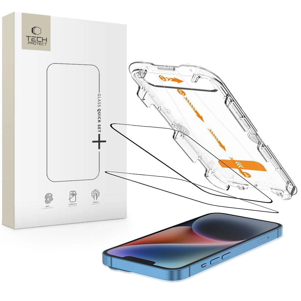 Tech-Protect Quick Set+ Tempered Glass 2-pack for iPhone 13 / 13 PRO / 14 / 16e_0
