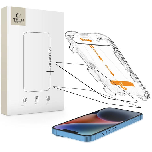 Tech-Protect Quick Set+ Tempered Glass 2-pack for iPhone 13 / 13 PRO / 14 / 16e_0