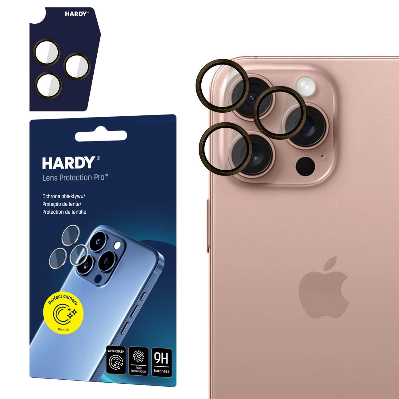 3mk HARDY Lens Protection Pro Glass for Apple iPhone 16 Pro / 16 Pro Max - Brown_0