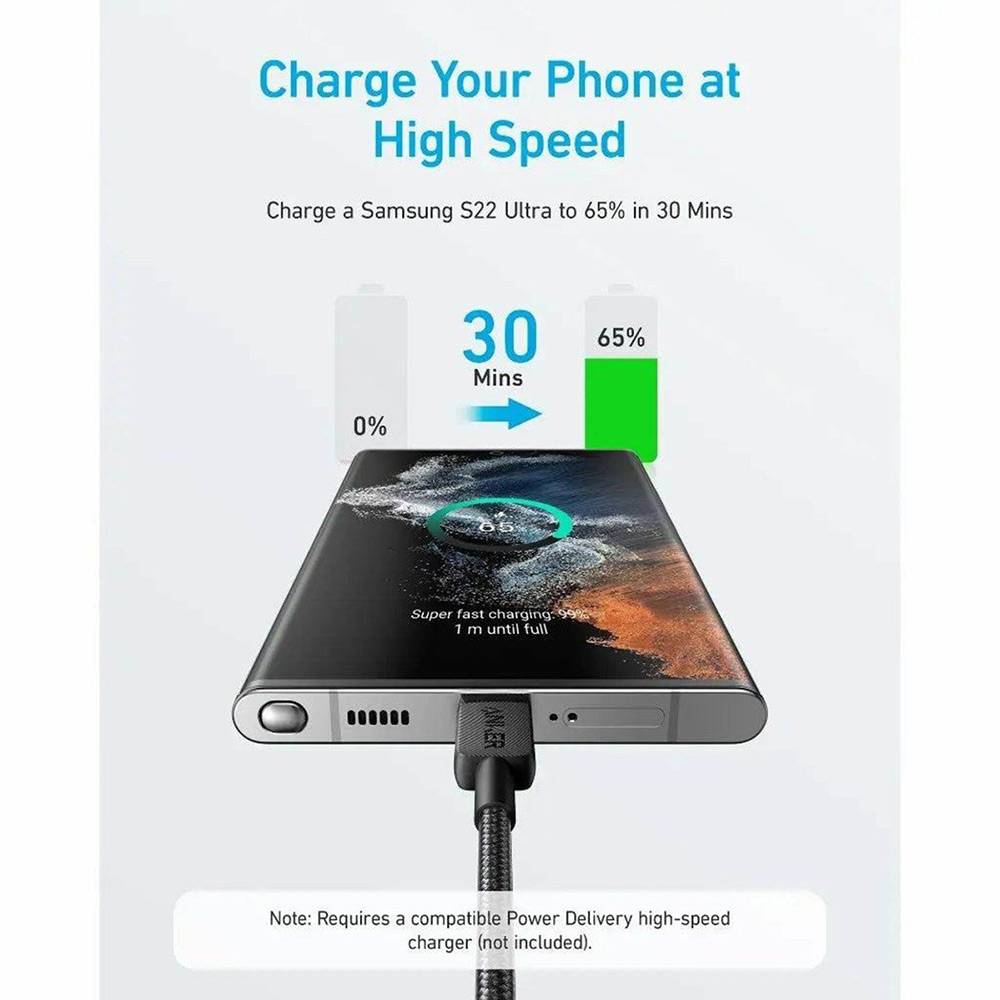 Cabo USB Anker 322 0,9 m USB C / Preto
