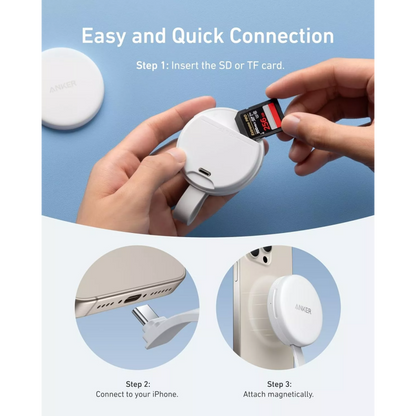Leitor de Cartões USB-C Anker MagGo SD microSD Branco
