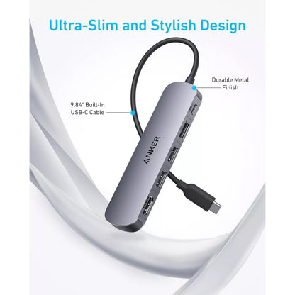 Hub USB-C Anker 5 em 1 HDMI 4K USB-A PD 90W Cinzento