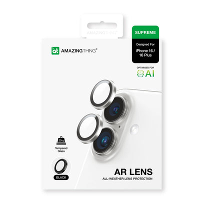 AmazingThing AR Aluminum 2 Lens Glass with Camera Lens Frame for iPhone 16 / 16 Plus - Black_3