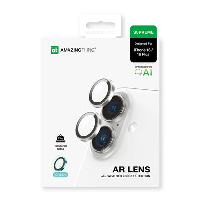 AmazingThing AR Aluminum 2 Lens Glass with Camera Lens Frame for iPhone 16 / 16 Plus - Green_3