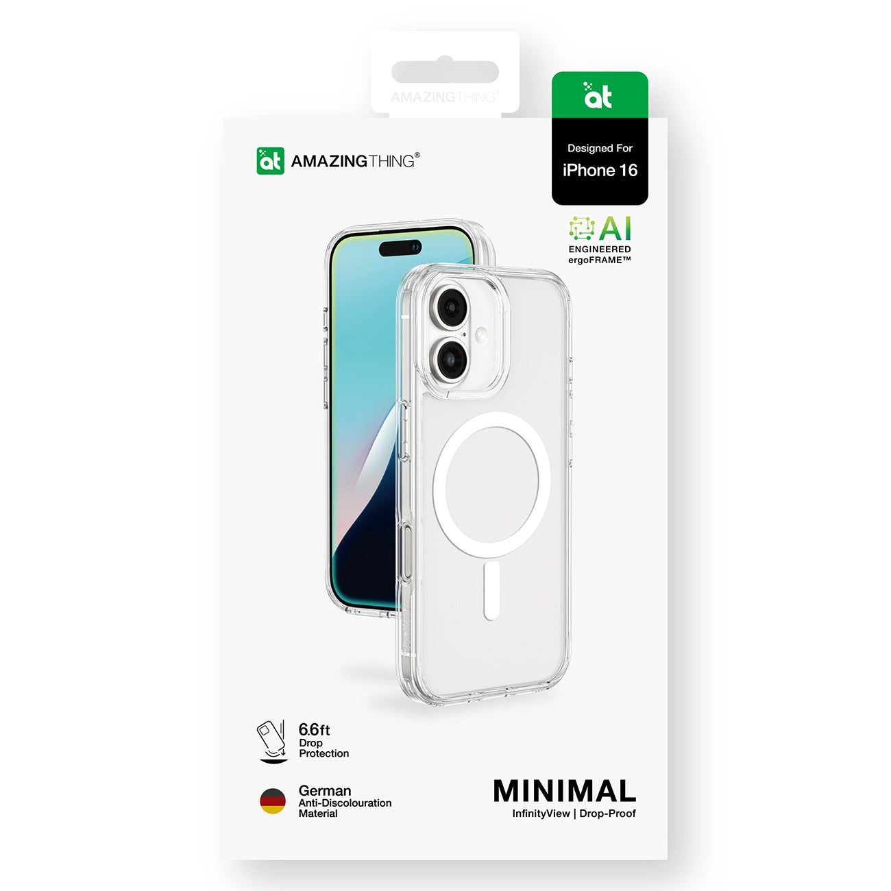 AmazingThing Minimal Mag Case with Magnetic Ring for iPhone 16 - Transparent_10