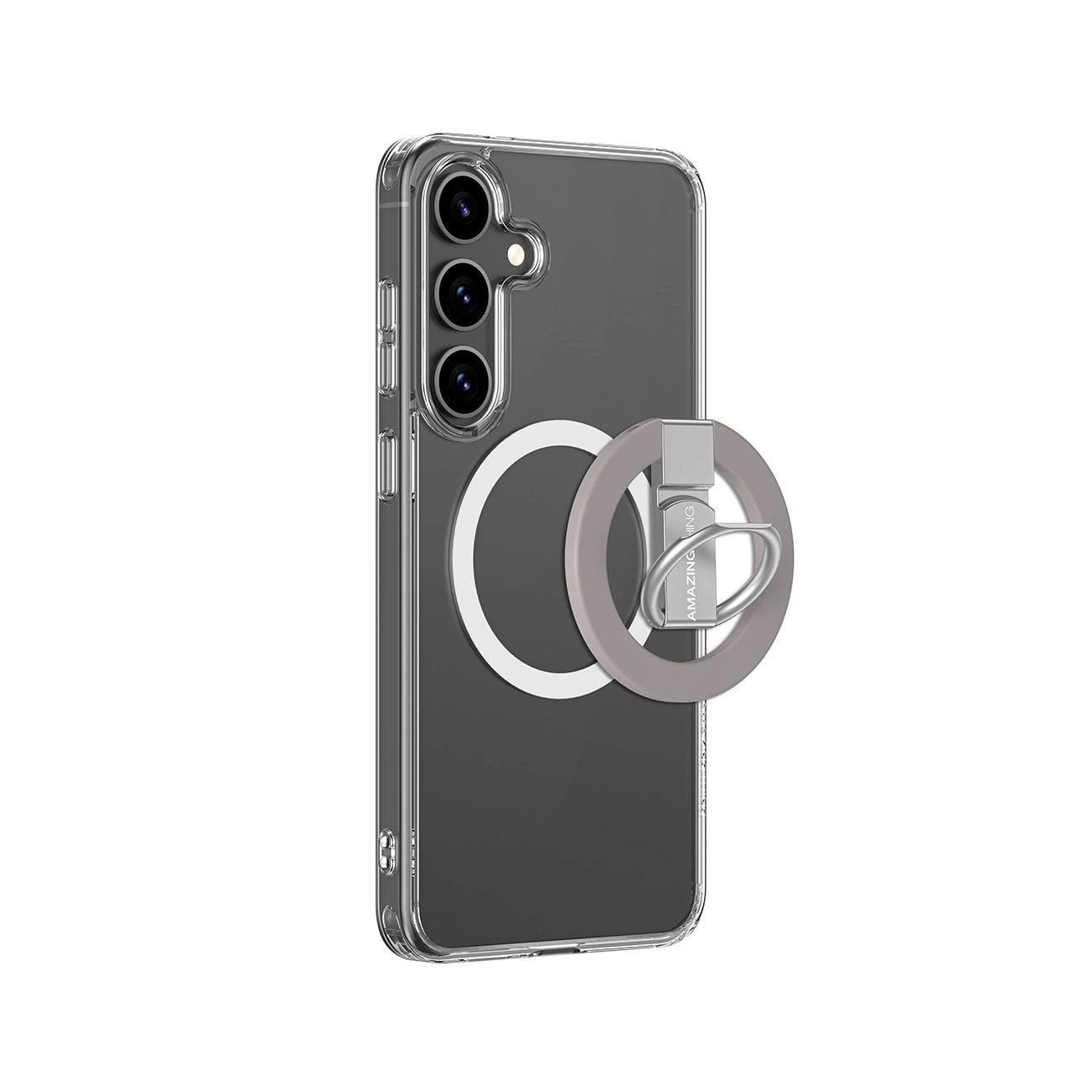 AmazingThing Minimal Mag Case with Magnetic Ring and Magnetic Ring for Samsung Galaxy S25+ - Transparent_0