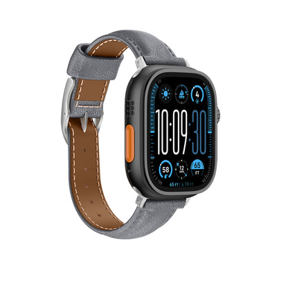 AmazingThing Class Band Leather Strap for Apple Watch 45 / 46 / 49 mm - Gray_2