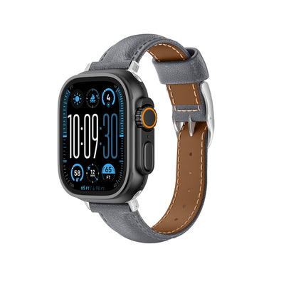 AmazingThing Class Band Leather Strap for Apple Watch 45 / 46 / 49 mm - Gray_3