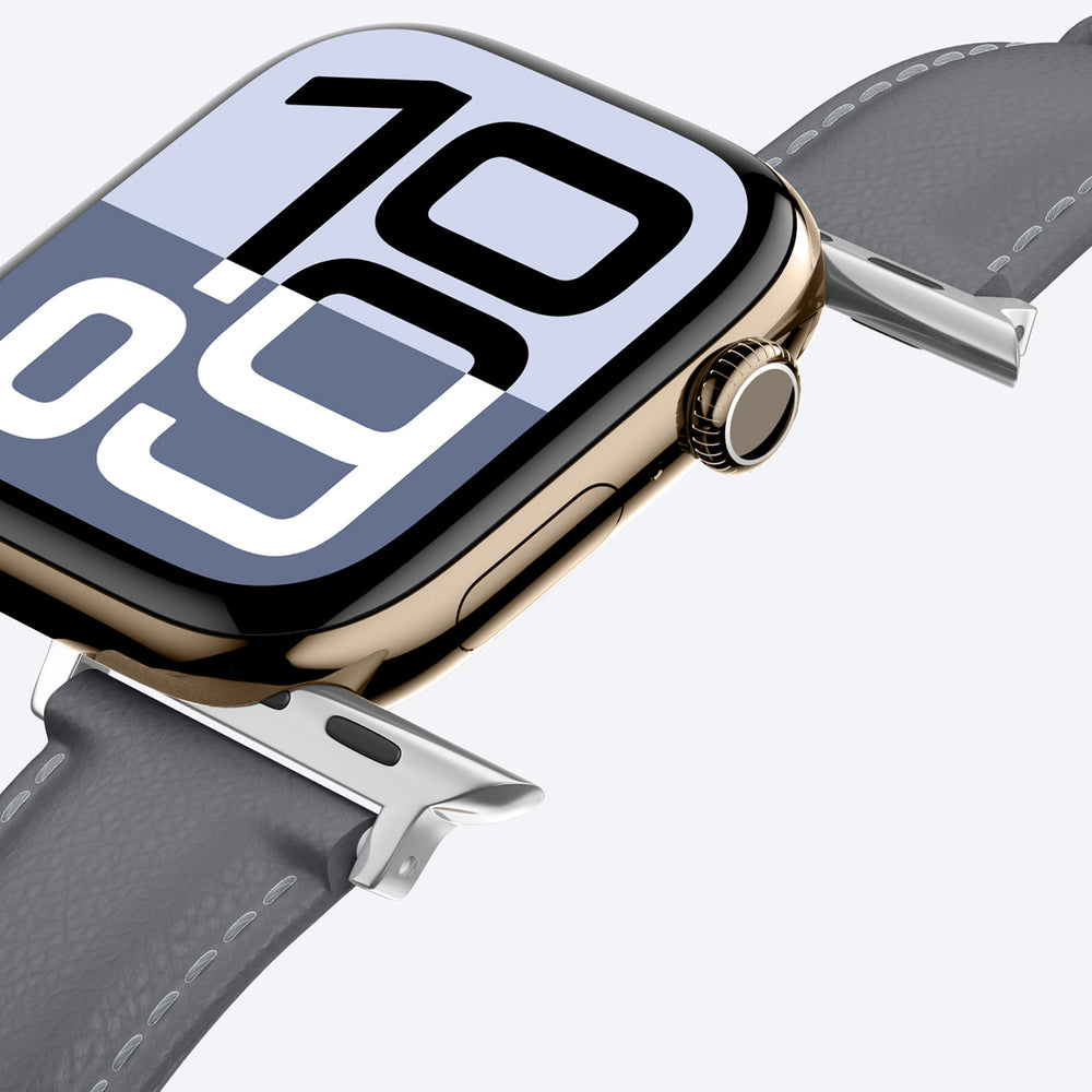 AmazingThing Class Band Leather Strap for Apple Watch 45 / 46 / 49 mm - Gray_6