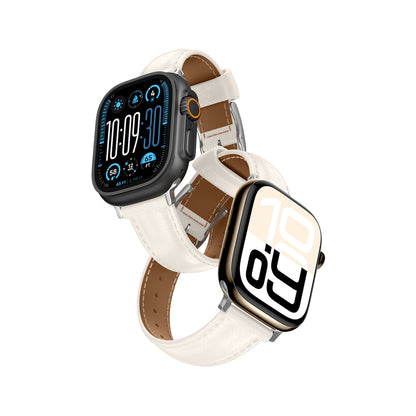 AmazingThing Class Band Leather Strap for Apple Watch 45 / 46 / 49 mm - Light Beige_0
