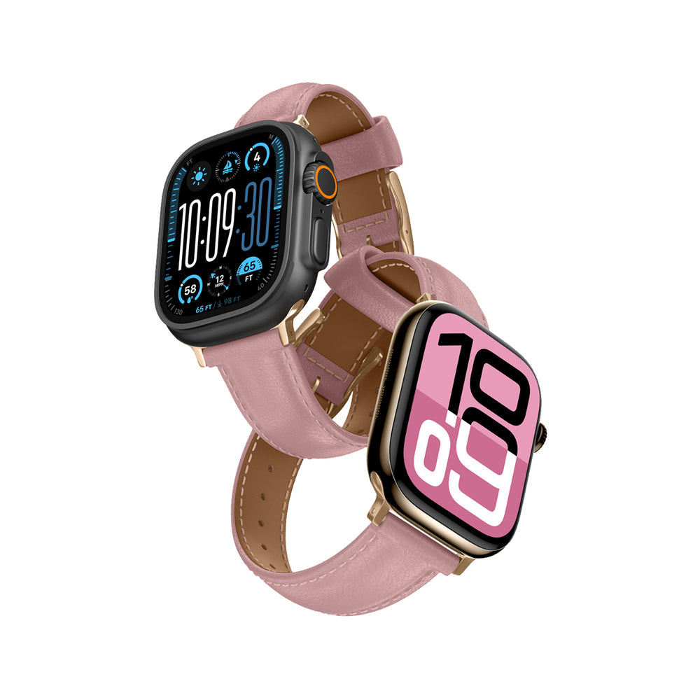 AmazingThing Class Band Leather Strap for Apple Watch 45 / 46 / 49 mm - Pink_0