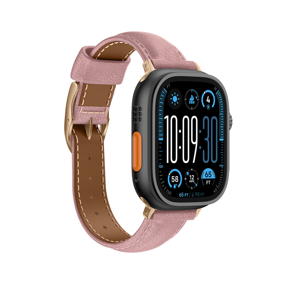 AmazingThing Class Band Leather Strap for Apple Watch 45 / 46 / 49 mm - Pink_2