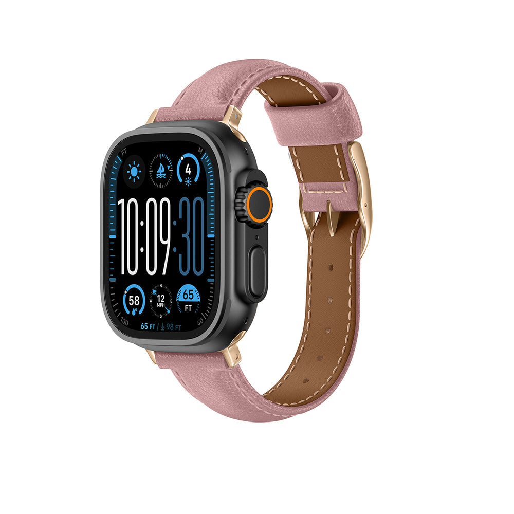 AmazingThing Class Band Leather Strap for Apple Watch 45 / 46 / 49 mm - Pink_3