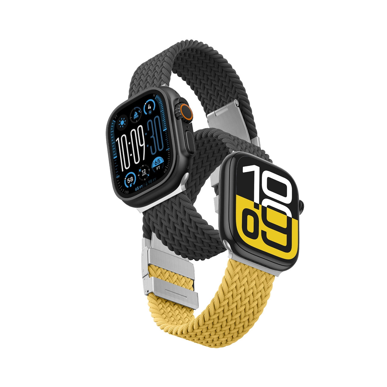 Set of 2 AmazingThing Blend Band for Apple Watch 45/46/49mm - Yellow-Black/Black_0