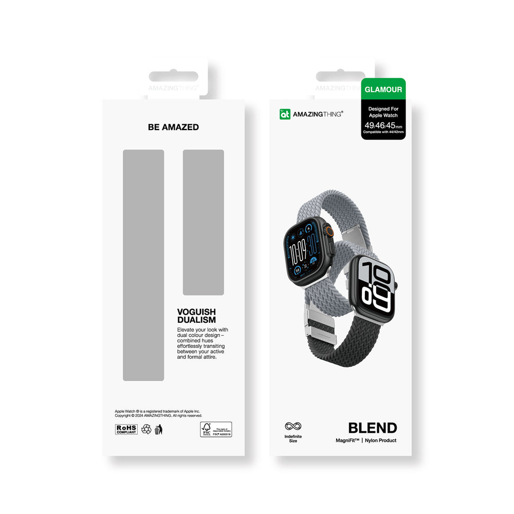 Set of 2 AmazingThing Blend Band for Apple Watch 45/46/49mm - Grey-Black/Grey_7