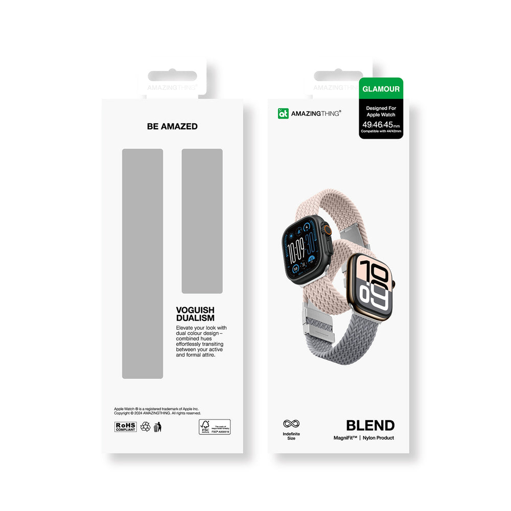 Set of 2 AmazingThing Blend Band for Apple Watch 45/46/49mm - Pink-Gray/Pink_9