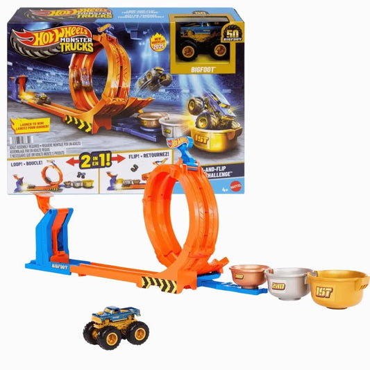 Pista de Corrida Hot Wheels Monster Trucks 2-in-1 Loop & Flip Challenge JBX64_0