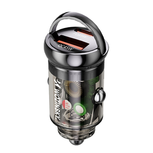 Wozinsky 65W Car Charger USB-C PD 65W / USB-A 45W QC 3.0 - Black_0