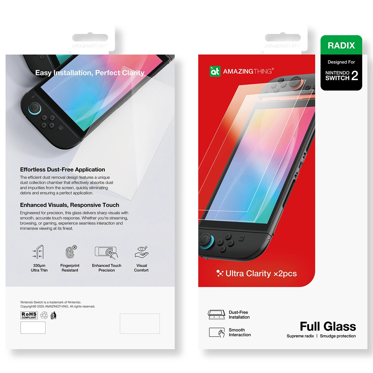 AmazingThing Radix Full Glass Tempered Glass for Nintendo Switch 2 (2 pcs.)_3