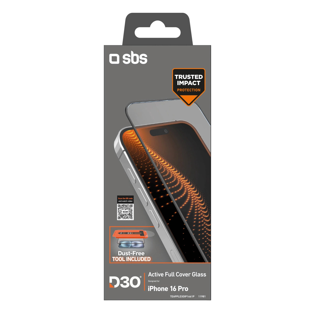 SBS tempered glass with D3O technology with applicator for iPhone 16 Pro_1