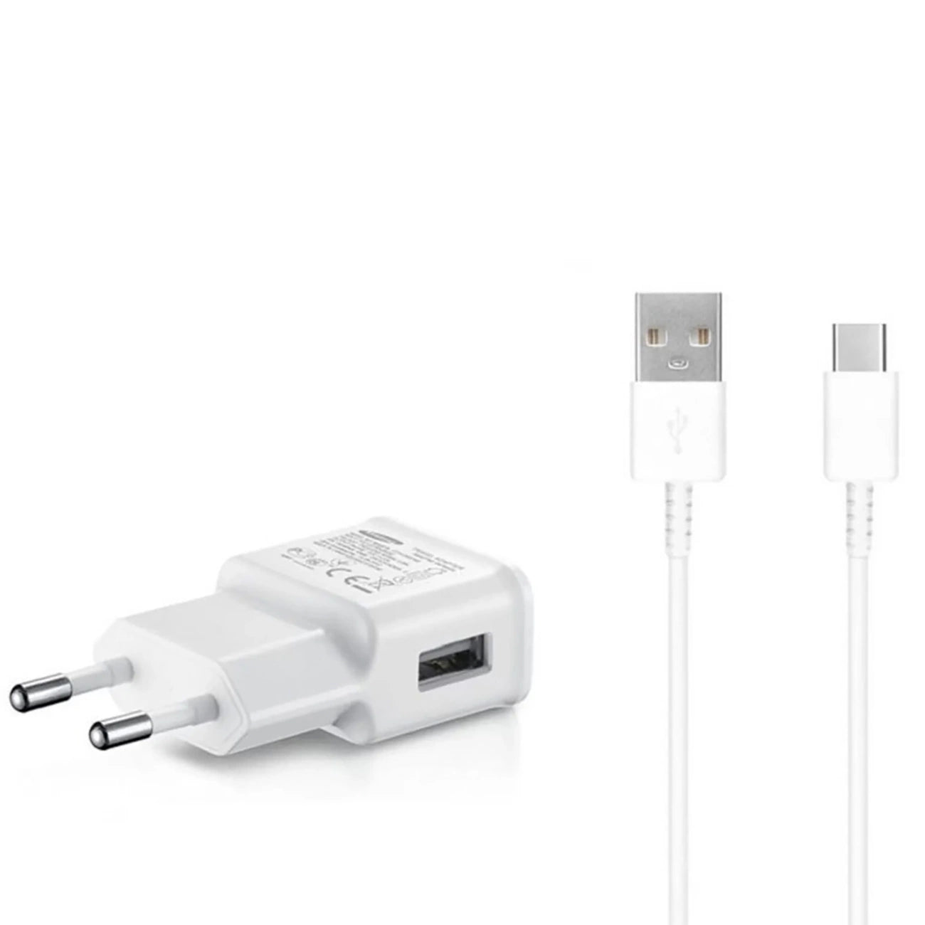 Samsung EP-TA200EWE USB-A 15W wall charger with EP-DR140AWE USB-A - USB-C cable (OOB Bulk - replacement packaging) - white_1