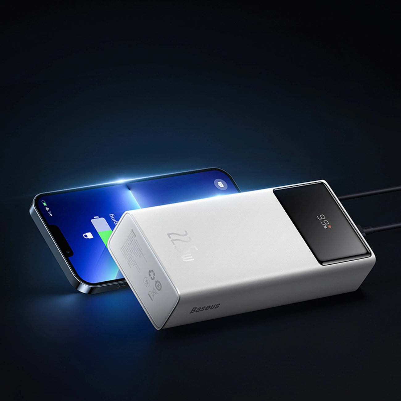Baseus EnerFill FP41 30000mAh 22.5W Powerbank with Baseus Simple USB-A - USB-C 3A 30cm Cable - White_8