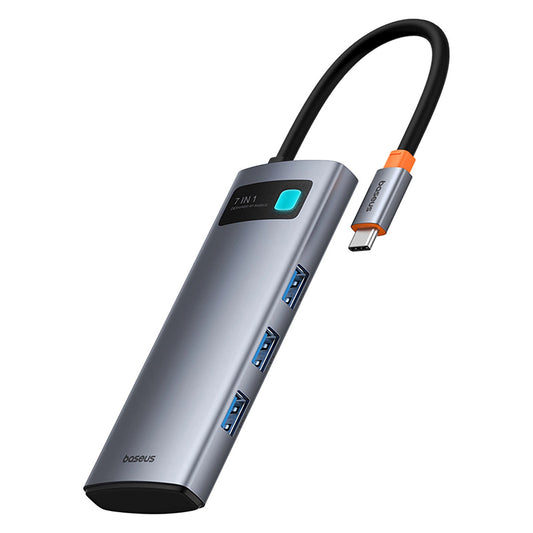 Baseus Metal Gleam 7in1 HDMI 4K 60Hz USB-C Hub / 3x USB 3.0 / USB-C PD / SD / microSD - Gray_0
