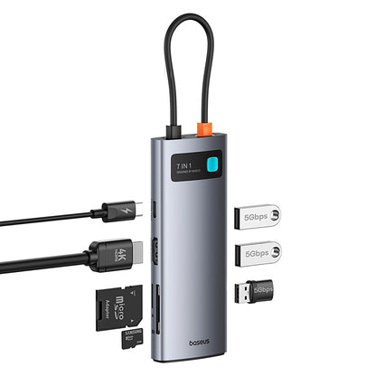 Baseus Metal Gleam 7in1 HDMI 4K 60Hz USB-C Hub / 3x USB 3.0 / USB-C PD / SD / microSD - Gray_4