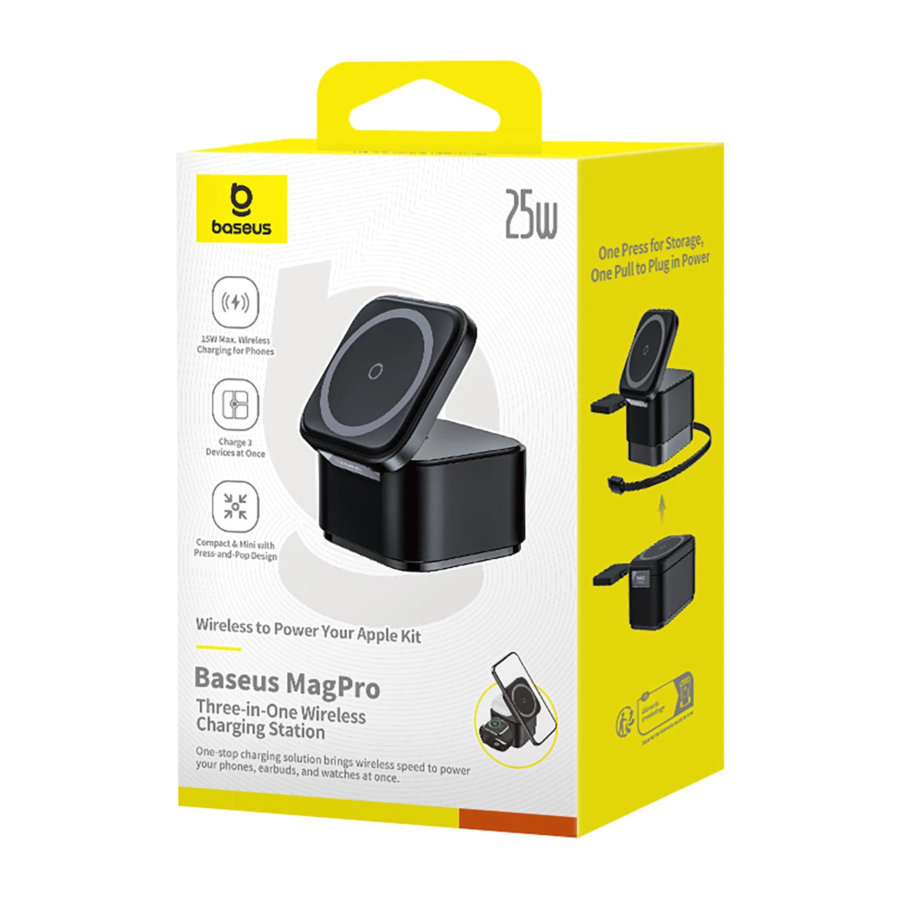 Baseus MagPro 3in1 25W MagSafe Compatible Inductive Charger for Phone and Smartwatch - Black_8