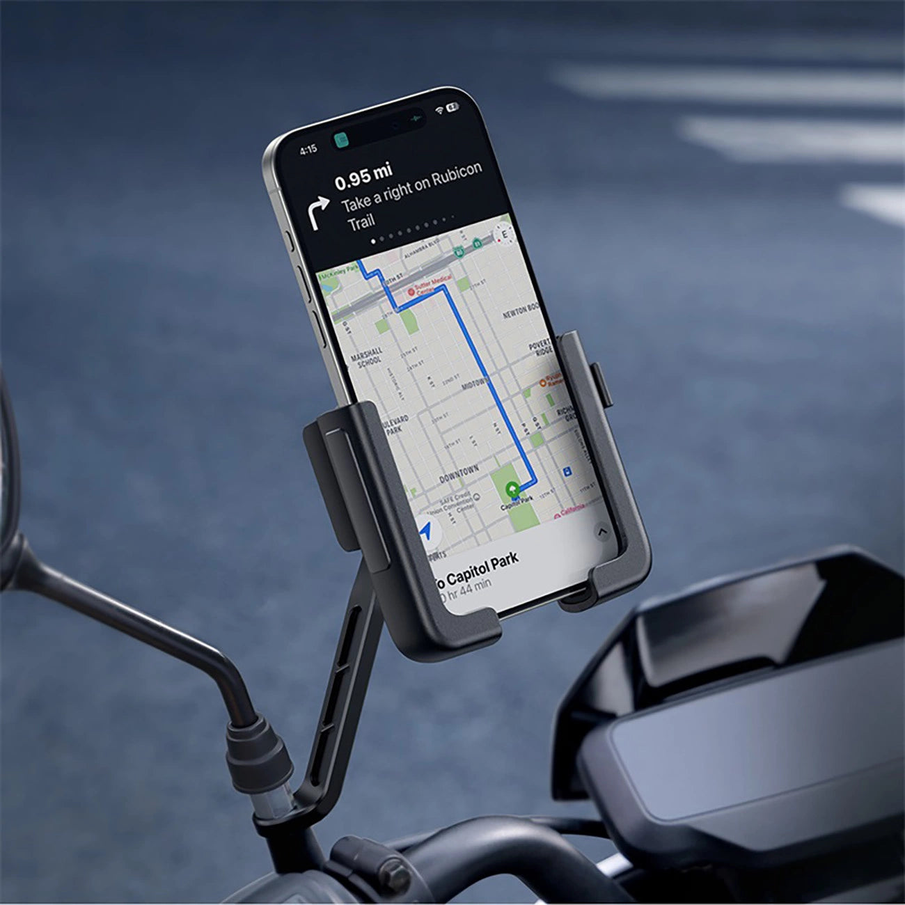 Baseus GoTrip Motorcycle Phone Holder for Mirror, with Shock Absorption - Black_10