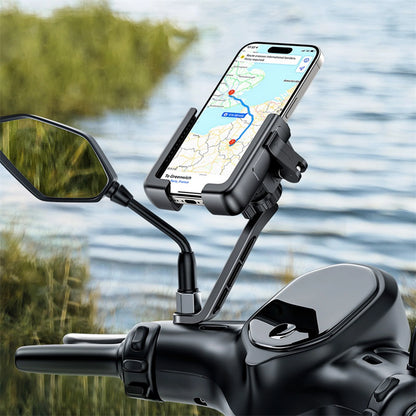 Baseus GoTrip Motorcycle Phone Holder for Mirror, with Shock Absorption - Black_1