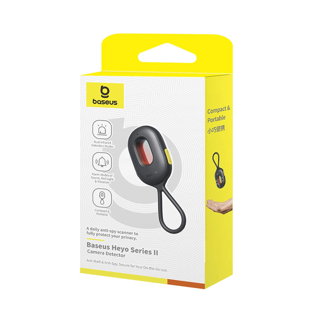 Baseus Heyo Series II Hidden Camera Detector with Alarm and Mini Flashlight + Baseus Simple USB-A - USB-C Cable - Black_6