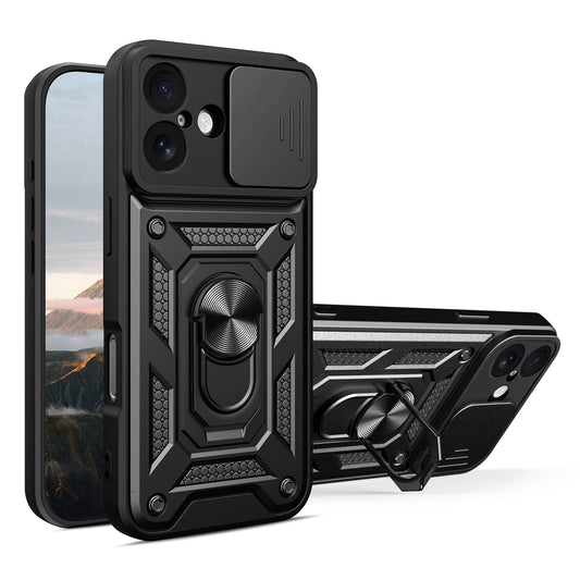 Etui Hybrid Armor Camshield na iPhone 17 pancerne z podstawką i osłoną aparatu - czarne_0