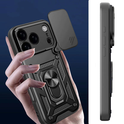 Etui Hybrid Armor Camshield na iPhone 17 Pro Max pancerne z podstawką i osłoną aparatu - czarne_3