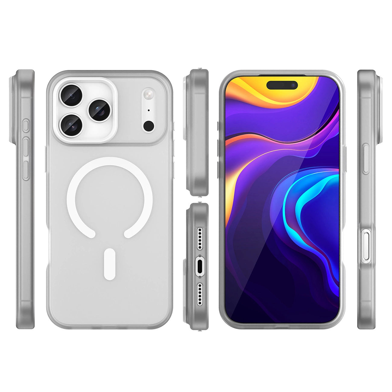 Etui Magnetic Abrasive na iPhone 17 Pro kompatybilne z MagSafe - matowe białe_2