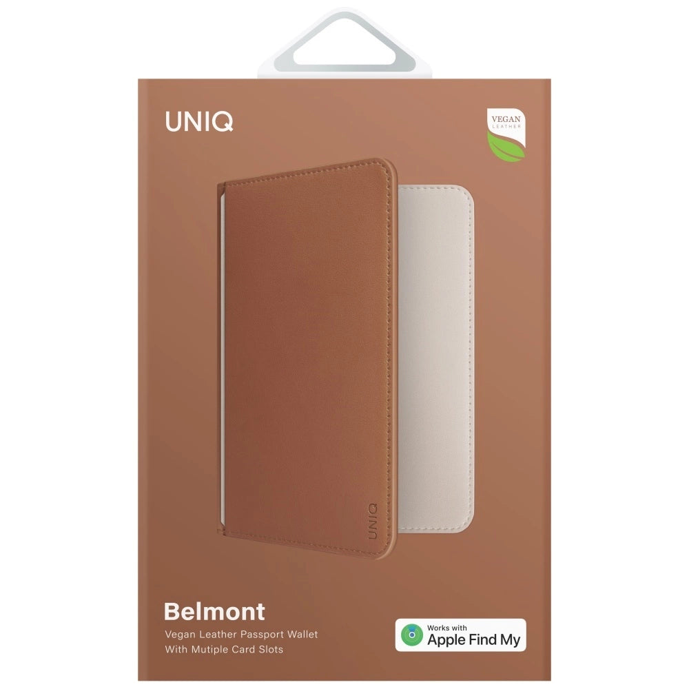 Etui na paszport UNIQ Belmont z Apple    Find My blokada RFID karmelowy beżowy_5