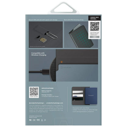 Etui na paszport UNIQ Belmont z Apple    Find My blokada RFID szaro niebieski_6