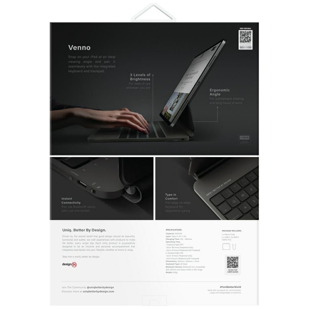 Uniq Venno Pro Magnetic Smart Case with Keyboard for iPad Air 13" 2024 / 2025 / iPad Pro 13" 2024 - Black_7