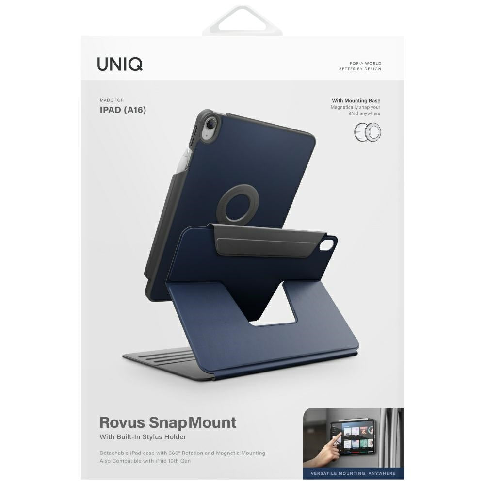 Uniq Rovus Snapmount Magnetic 360 Rotating Detachable case for iPad 11" 2025 / iPad 10.9" 2022 (10th generation) - navy blue_9