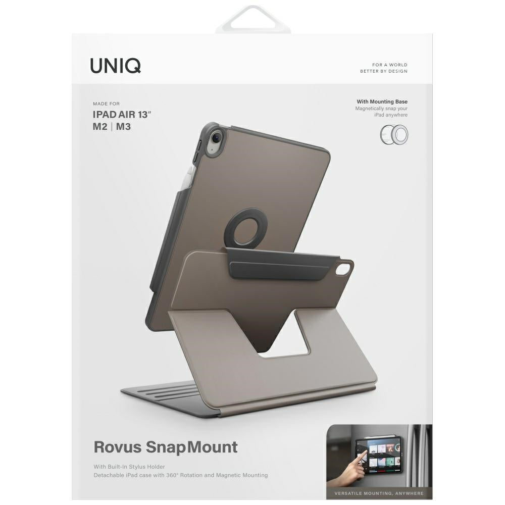 Uniq Rovus Snapmount Magnetic 360 Rotating Detachable Case for iPad Air 13" 2024 / 2025 - Gray_9