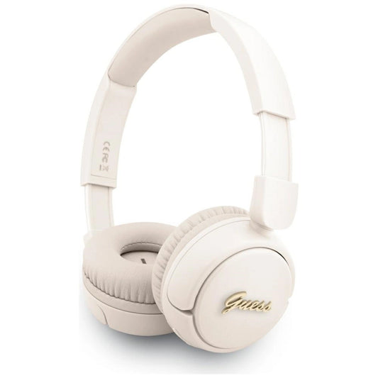 Guess Metal Logo Script Over-Ear Headphones - Beige_0