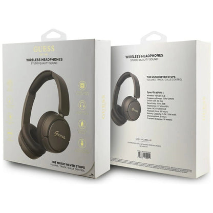 Guess Metal Logo Script Over-Ear Headphones - Brown_3
