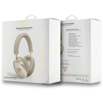 Guess Bluetooth 5.3 Metallic Triangle Logo Gold Over-Ear Headphones_3