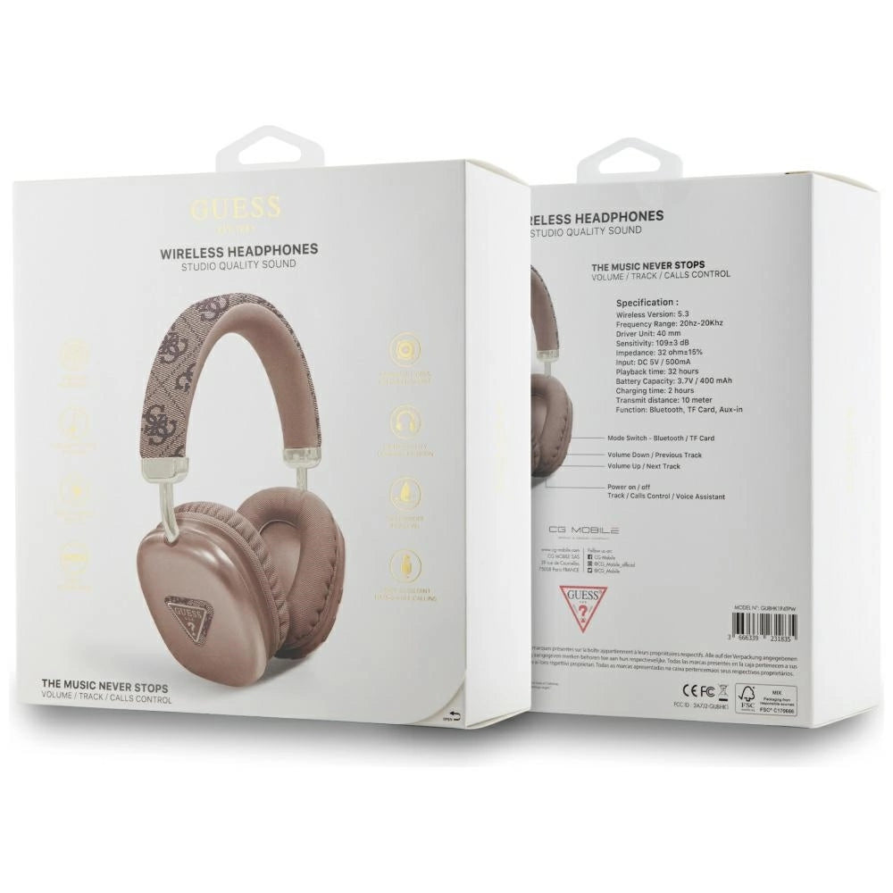 Guess Triangle Logo Over-Ear Headphones - Brown_3