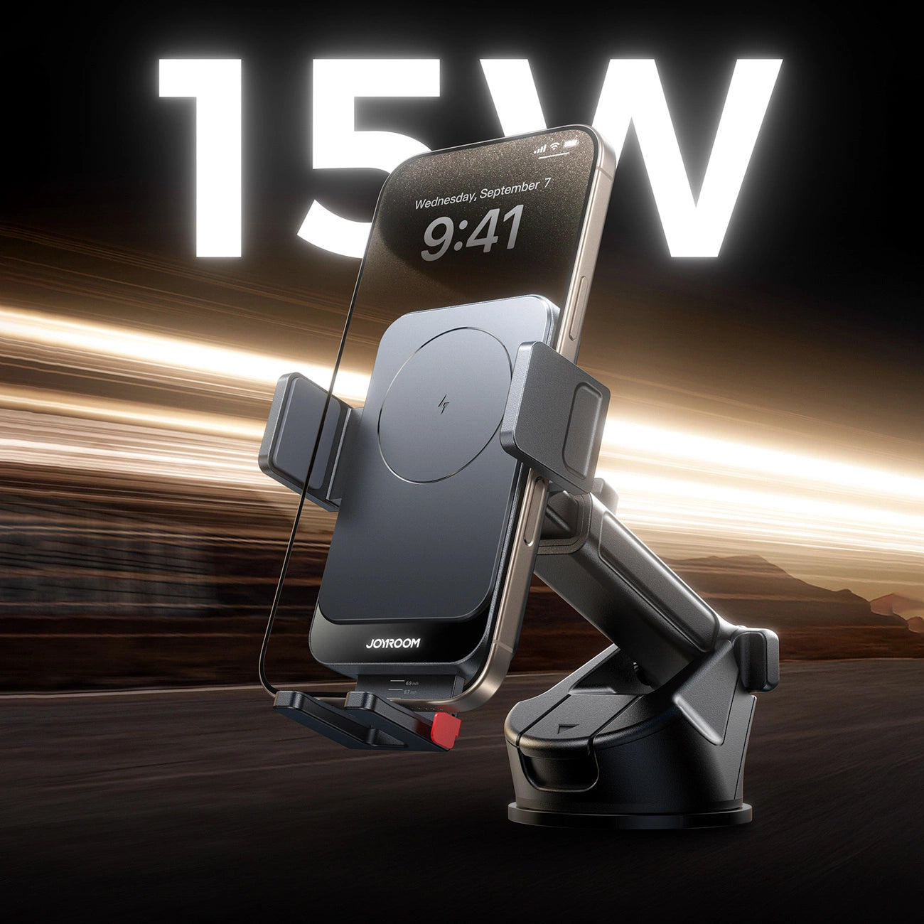 Joyroom JR-ZS241S car mount with inductive charger for dashboard - black_1